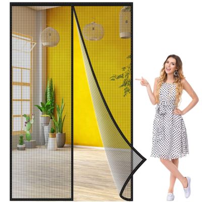 Magnetic Fly Screen Door 245 x 260 cm, Automatic Closing, No-Drill Insect Curtain for Balcony and Patio Doors, Reinforced, Black