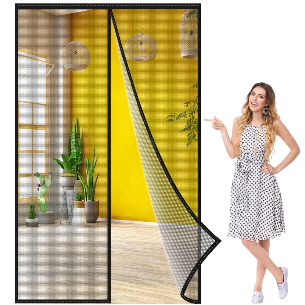 Magnetic Fly Screen Door 245 x 260 cm, Automatic Closing, No-Drill Insect Curtain for Balcony and Patio Doors, Reinforced, Black