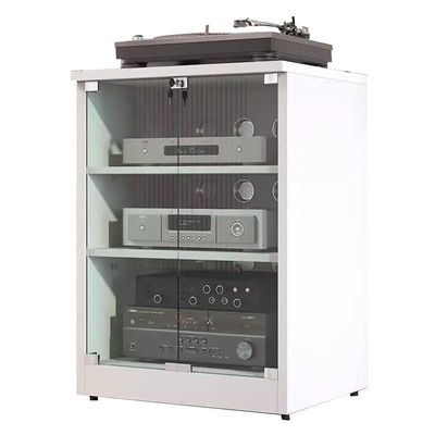 HiFi Audio Cabinet, 3-Tier, White, 60 × 50 × 80 cm