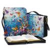 ZIATUBLES XL PU Leather Bible Cover with Shoulder Strap, Retro Flower Butterfly view 3