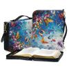 ZIATUBLES XL PU Leather Bible Cover with Shoulder Strap, Retro Flower Butterfly view 4