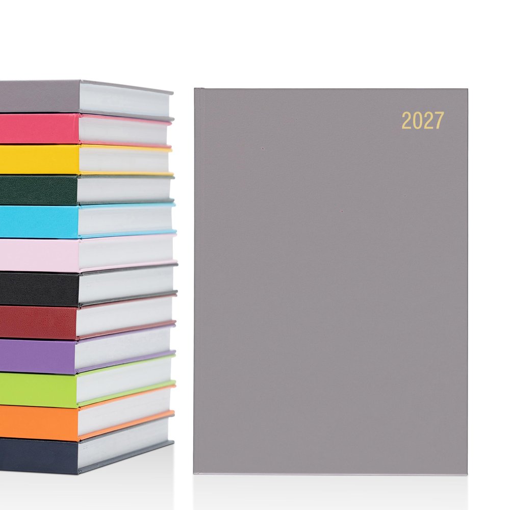 2027 Daily Planner, A5, One Page per Day, Hardcover, Lined, Light Gray