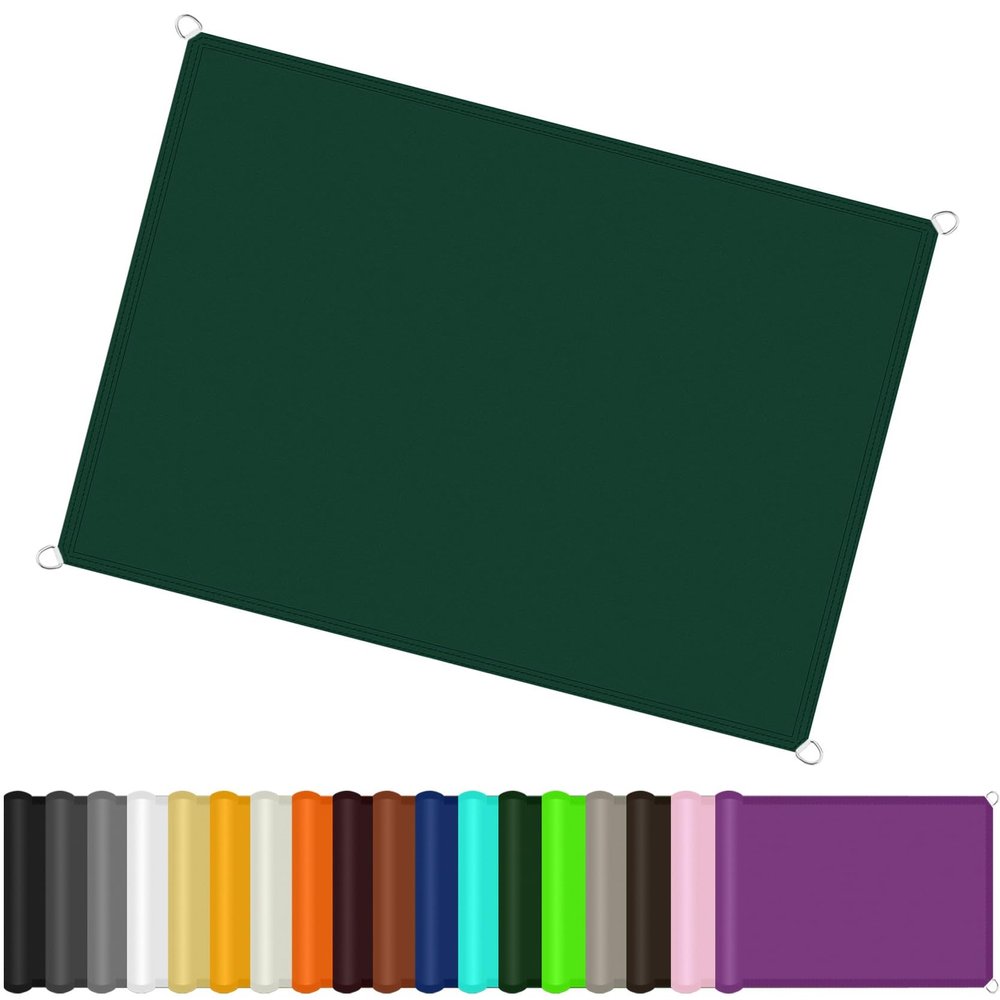 Rectangular Waterproof Sun Shade Sail, 3 x 5.5 m, Dark Green