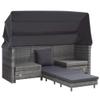 HEFZGDB Pull-Out 3-Seater Sleeper Sofa with Canopy, Gray view 3