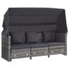 HEFZGDB Pull-Out 3-Seater Sleeper Sofa with Canopy, Gray view 4