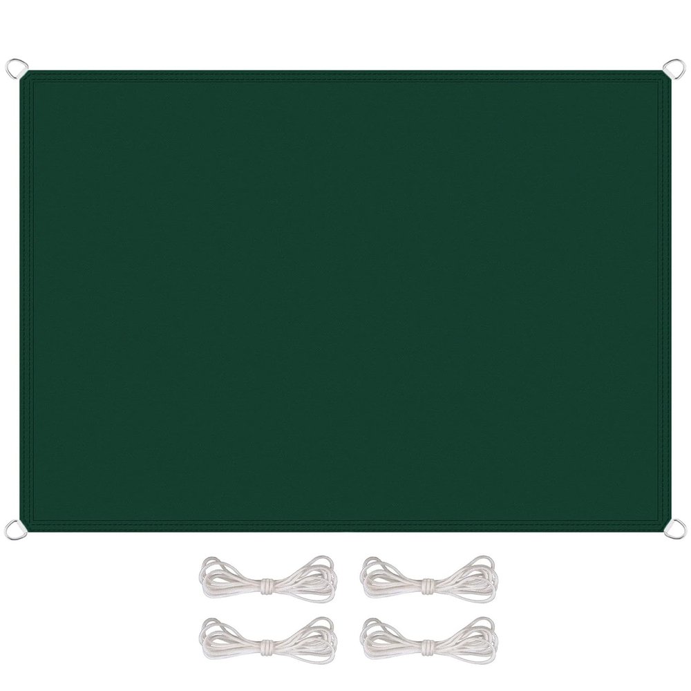 Rectangular Sun Shade Sail with Mounting Ropes, 1.8 x 3 m, Dark Green