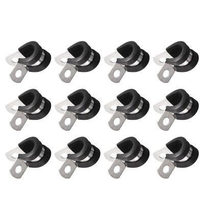 Unifizz 24-Pack 10 mm Cable Clamps, Rubberized Insulated, 304 Stainless Steel, R-Shaped