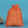 5 Linen-Look Drawstring Bags, Gift and Jewelry Pouches, Orange, 15 x 35 cm view 2
