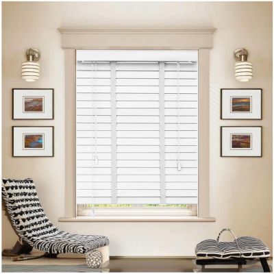 White Wooden Venetian Blinds, 50 mm Slats, W x H 55 x 175 cm