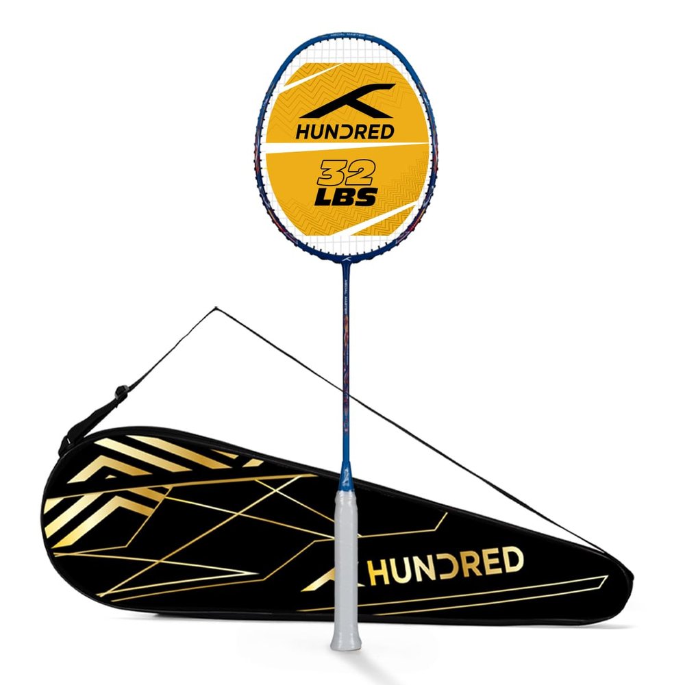 HUNDRED Medal Master Strung Badminton Racket, Navy/Blue, Standard Size