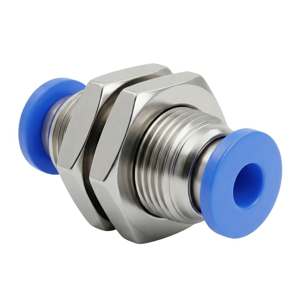 Lumonic 4 mm PU Tube Bulkhead Fitting with Push-In Connections