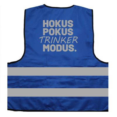 Hokus Pokus Drinker Mode Bachelor Party Mallorca Vacation Safety Vest with Reflective Print - Size L/XL, Blue