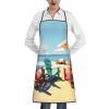 hihihihihihihihi Bat-Pattern Apron for Grilling and Cooking, Water-Resistant, with Pockets, One Size view 1