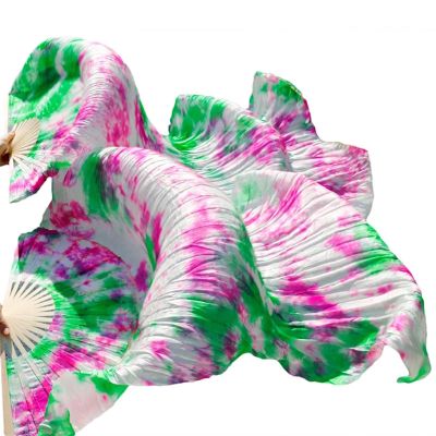 DUNSBY Belly Dance Fans with Silk Veil, Gold, XXL 280 x 90 cm, 2-Piece Set