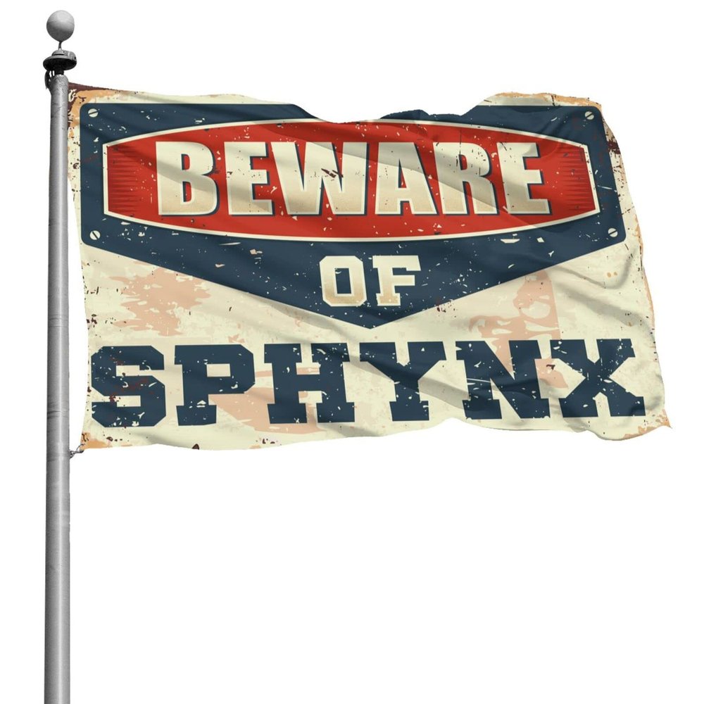 Flag for Student Dorm, Beware of Sphynx, Patio Accessory, Outdoor Decoration (47.2 x 70.9 in)