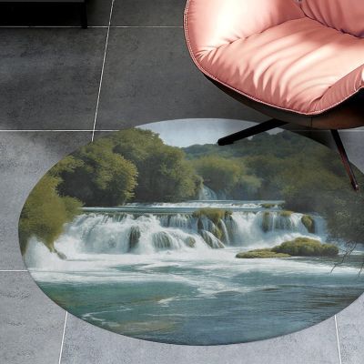 Round Washable Non-Slip Rug, 80 x 80 cm, Krka River Waterfall Design