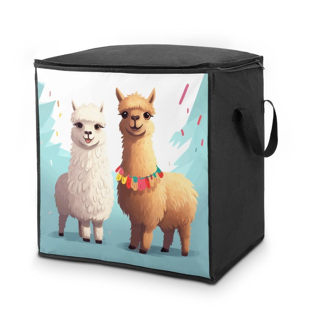 Quilt Storage Bag with Llama-Alpaca Print, Handles and Zipper