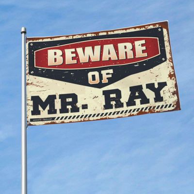 Wall Flag for Boys, Beware of Mr. Ray, Dorm Wall Decor for College Girls, Room Decoration (60 x 90 cm)