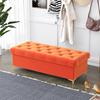 Luxury Velvet Ottoman Bench with Storage for Bedroom and Living Room, Orange, 60 x 40 x 40 cm view 1
