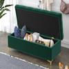 Luxury Velvet Ottoman Bench with Storage for Bedroom and Living Room, Orange, 60 x 40 x 40 cm view 3