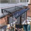 Curved Gray Polycarbonate Door Awning, 150 x 230 cm, Black Aluminum Brackets view 1