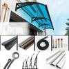 Curved Gray Polycarbonate Door Awning, 150 x 230 cm, Black Aluminum Brackets view 2
