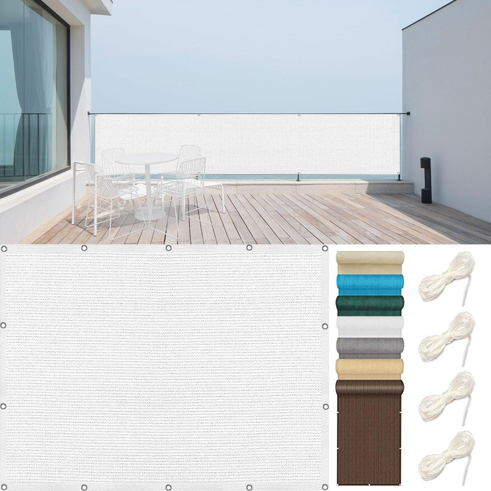 Balcony Privacy Screen 140 x 975 cm, UV Protection, White