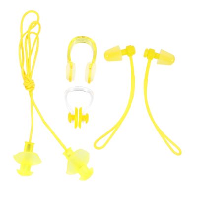 BCOATH 4-Piece PVC Swimming Earplugs and Nose Clips, Yellow