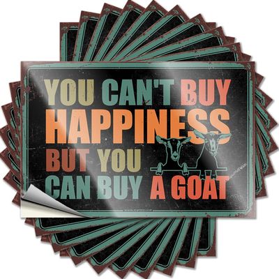Funny Car Stickers, "You Can't Buy Happiness But You Can Buy A Goat," 10-Pack (12 x 18 cm)