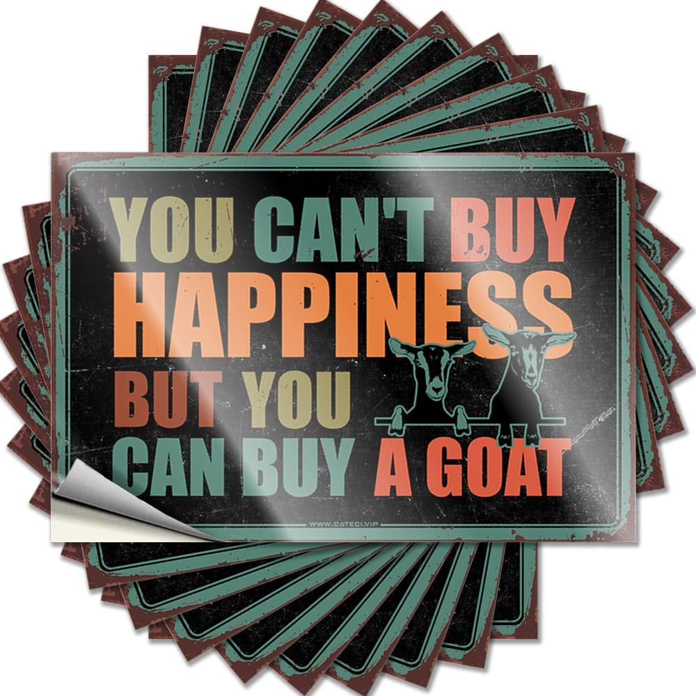 Funny Car Stickers, "You Can't Buy Happiness But You Can Buy A Goat," 10-Pack (12 x 18 cm)