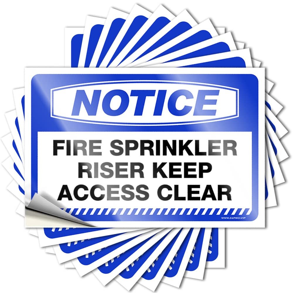 Toolbox Stickers and Decals, Fire Sprinkler Riser Keep Access Notice, Transparent Stickers for Adults, 12 x 18 cm, 10 Pieces