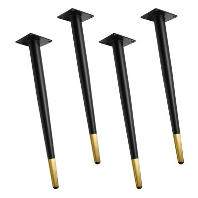 4 Metal Furniture Legs, 10–72 cm, Black-Gold, 60 cm