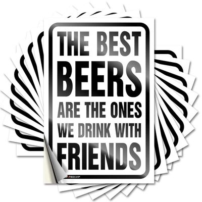 Car Accessories, Funny Coffee Signs with “The Best Beers Are the Ones We Drink with Friends,” 10 Pcs., 6 x 9 cm