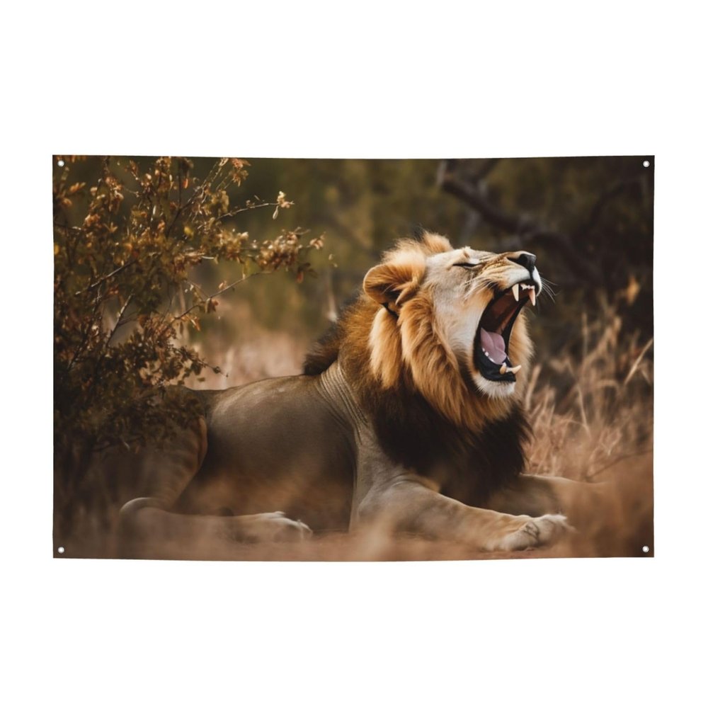 180 x 120 cm Roaring Lion in the Jungle Flag, Single-Sided Printed
