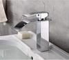 Brass Bathroom Sink Faucet, Flat Waterfall Design, Deck-Mount, Single-Handle view 1