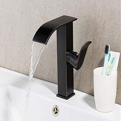 Black Brass Single-Handle Bathroom Sink Faucet, Deck-Mount