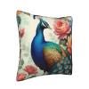 KLAMN Square Peacock-Pattern Throw Pillow Cover with Optional Insert view 2