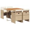 LAPOOH 5-Piece Beige Poly Rattan Garden Dining Set with Cushions view 2