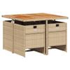 LAPOOH 5-Piece Beige Poly Rattan Garden Dining Set with Cushions view 3