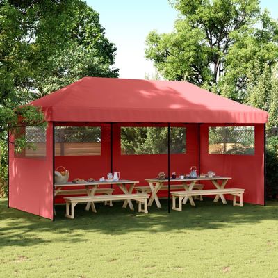 ZEYUAN Burgundy Pop-Up Party Tent with 3 Side Panels - 4004947