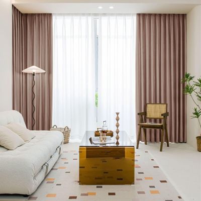 Homxi Blackout Curtains for Balcony, 2-Piece Set, Light Pink, 2 x 132W x 115H cm