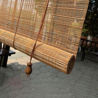 SGSKEIEY Retro Bamboo Roller Shade, No Drilling, 33.5 x 43.3 in, 50% Shading