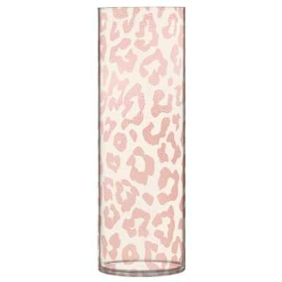 Plastic Flower Vase, Metallic Rose Gold, Animal Print, 30 cm, Modern Home Decor