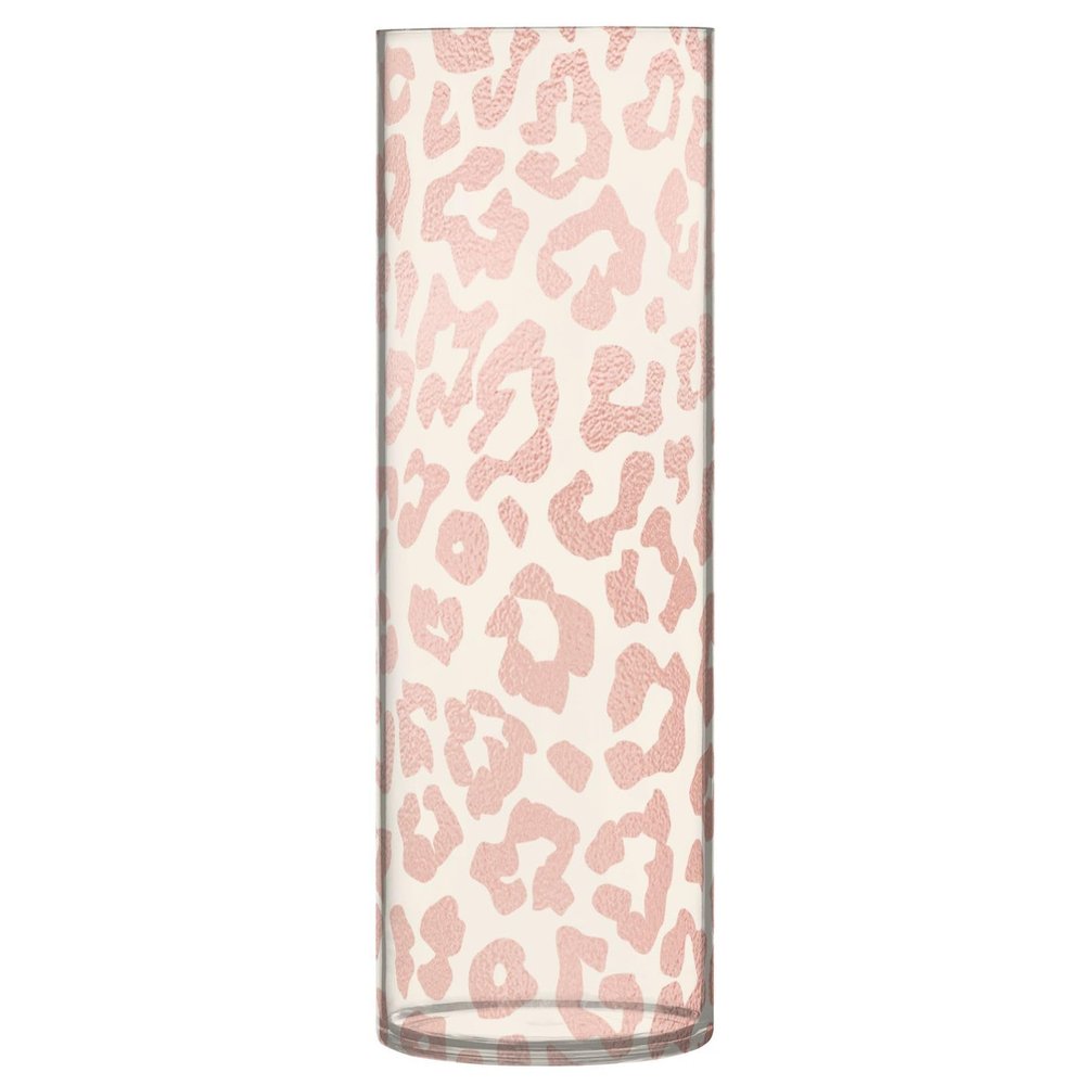 Plastic Flower Vase, Metallic Rose Gold, Animal Print, 30 cm, Modern Home Decor