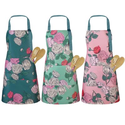 Candcamp Women's Aprons, Large, Rose, Adjustable Neck, Waterproof, 3-Pack