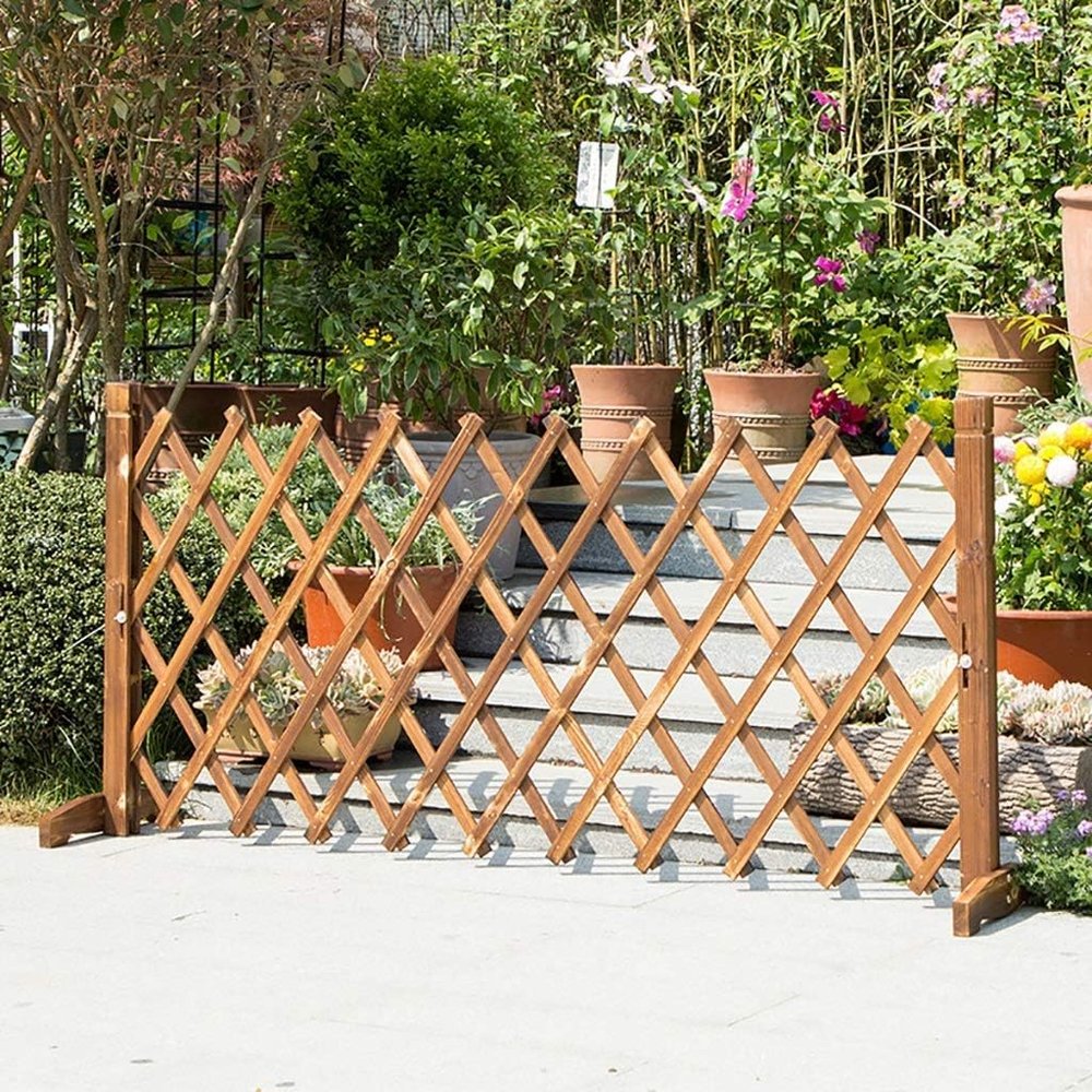 Garden Fence, Extendable Wooden Fence, Telescopic Trellis, Decorative Pet Fence, Yard Railing (56 x 160 cm, 70 x 160 cm, 80 x 160 cm), Stabilizer