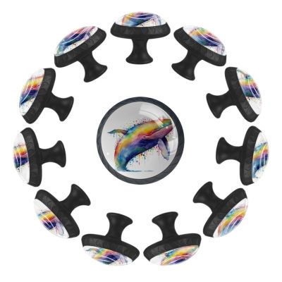 Colorful Crystal Glass Cabinet and Drawer Knobs with Whale and Sea Animal Designs