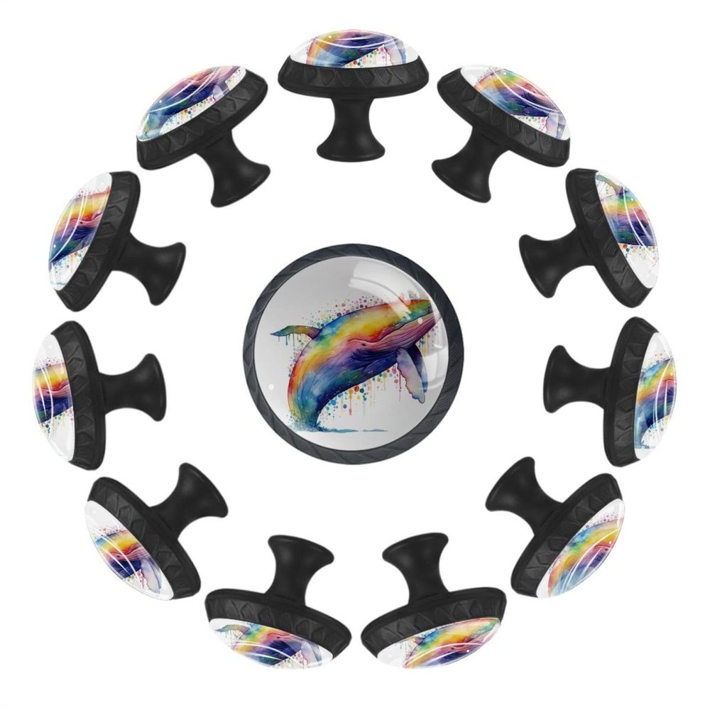 Colorful Crystal Glass Cabinet and Drawer Knobs with Whale and Sea Animal Designs
