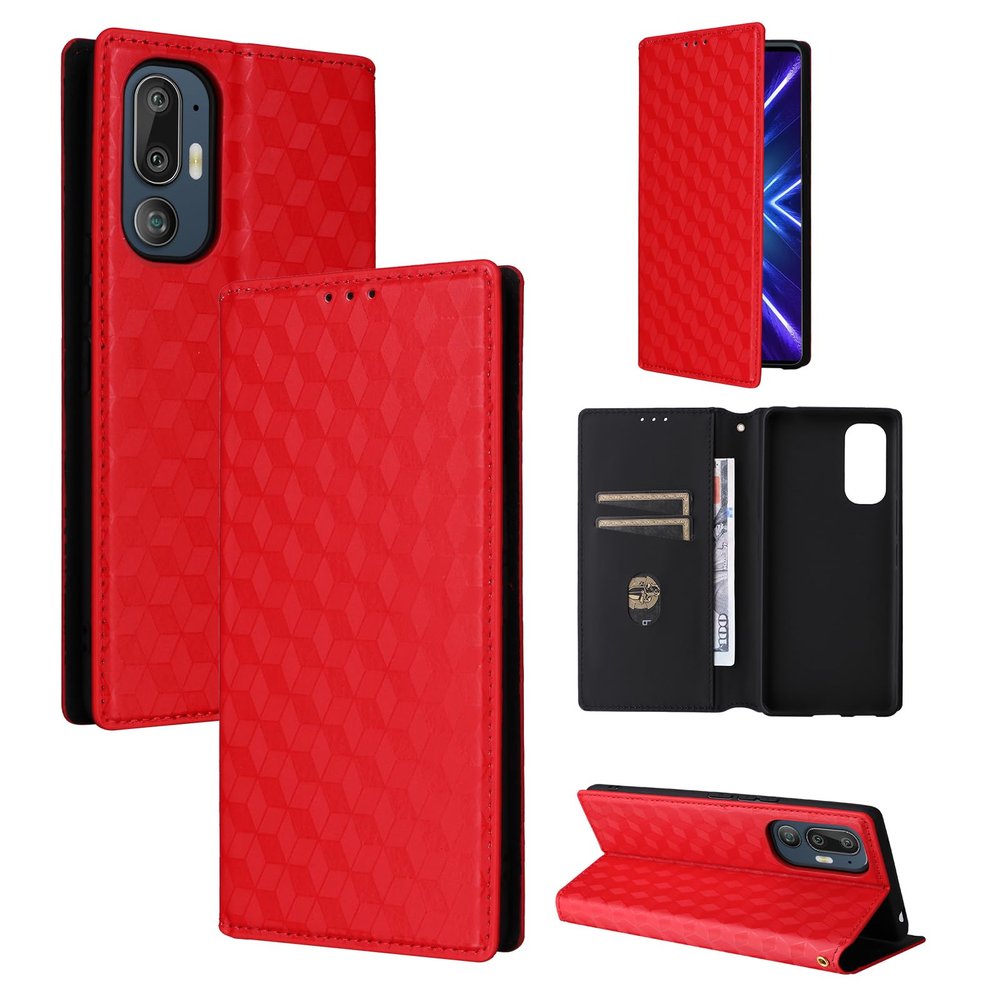 BELLA BEAR HTC U24 Pro 5G Flip Leather Wallet Case with Kickstand, Red