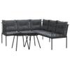 vidaXL Outdoor L-Shaped Sofa Set with Cushions, Black Steel and Textilene view 1